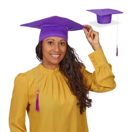 Relaxdays Graduate Hat Set of 2 Graduate Hat with Tassel for Graduation, Bachelor's & Master's Degree, Graduation Hat, Purple