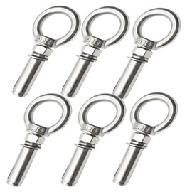 Floyutin 6 Packs Stainless M6x50MM Expansion EyeBolt Assembled Bolt with Eye Nut Wahser Ring Anchor 50mm Screw Thread