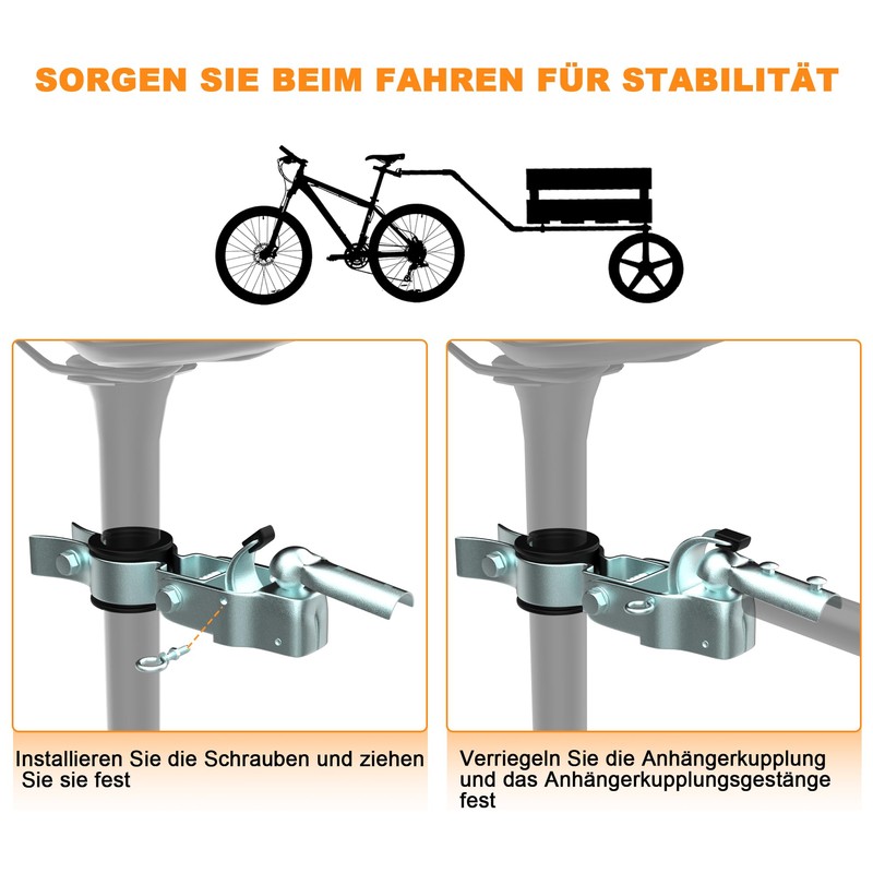 NICEDACK Towing Hitch for Bicycle, Coupling Load Trailer, Galvanised Steel