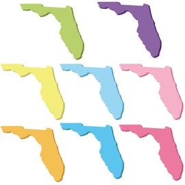 Gilprop 8 Pads/ 240 Sheets Florida Shaped Sticky Notes Self Stick Notes Colorful Memo Note Pad for Traveler Coworkers Birthday Souvenirs Farewell Gifts, 8 Bright Colors