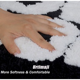 Urtlmaji You Look Good - Alfombra de baño negra divertida y bonita, antideslizante, de microfibra, pequeña, fresca, lavable, absorbente, para tina y fregadero, 25 x 21 pulgadas