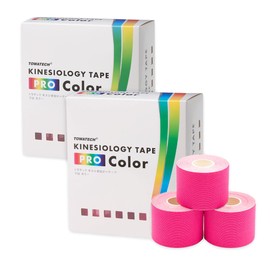 【2箱セット】キネプロ Color 50mm×5m 6巻（キネシオロジーテープPRO Color）スポーツテーピング キネシオ キネシオテープ ブラック ホワイト シャンパンゴールド ライトブルー ネイビー パープル レッド オレンジ ピンク グリーン ライム イエロー (ピンク)