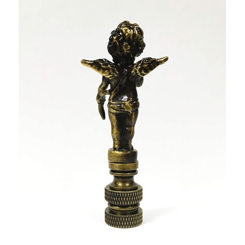 Lamp Finial-Cherub-Antique Brass Finish, Highly Detailed Metal Casting