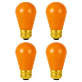 OHLECTRIC S14 Ceramic Orange String Light Bulbs with E26 Base | 11W Dimmable Colored Bulbs | 130V Sign Light Bulbs, Suitable for String Light | 4-Pack
