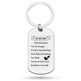 50x28CM To My Son Little Reminders Keychain Uplifting Quote Keychain Mental Health Gifts for Son Back To School Graduation Birthday Keyring Keepsake From Mom Dad