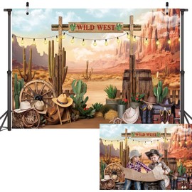 Western Wild West Backdrop 2.1x1.5m Wonder Junction VBS Photography Background Western Cowboys Kids Birthday Party Decorations Banner Photo Props