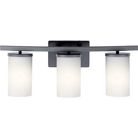 Kichler 45497BK Crosby Vanity, 3-Light 300 Total Watts, Black