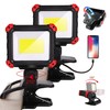 Yls 2 Pack LED Rechargeable Work Light with Clamp, 2100LM