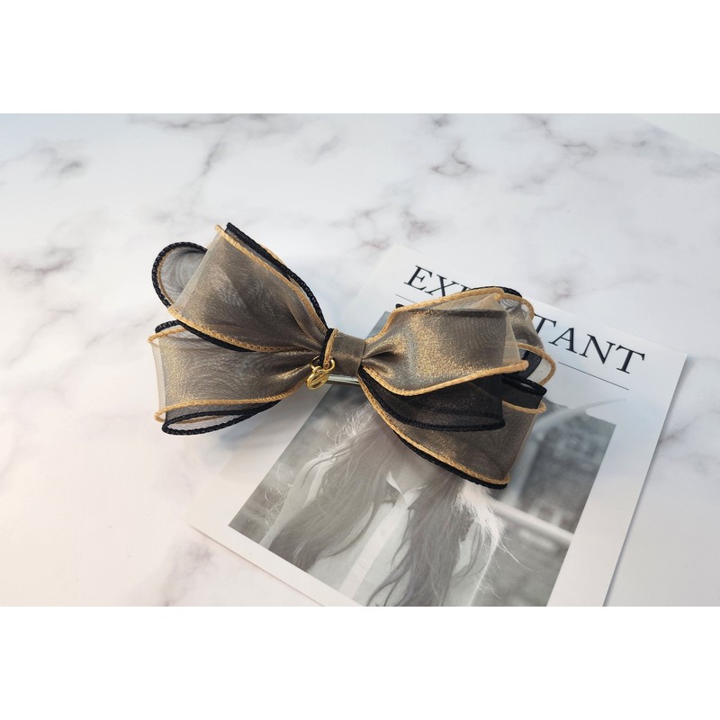 Burnaby two-tone brown layered ribbon hairpin 10cm / 버나비 투톤