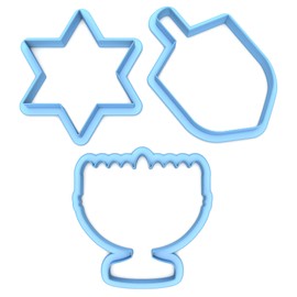 Sweet Prints Inc Set of 3 Hanukkah (outline) Cookie Cutter - Dishwasher Safe (3.5")