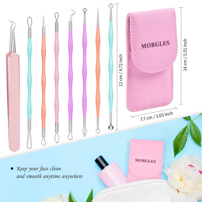 Pimple Popper Tool Kit, MORGLES 14-Heads Professional Stainless Acne Zit