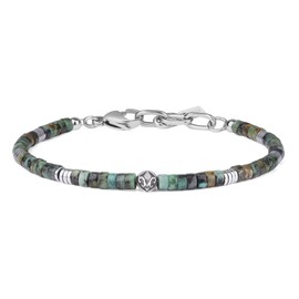 COAI Hematite African Turquoise Bracelet for Men, Heishi Beads Crystal Bracelet for Men