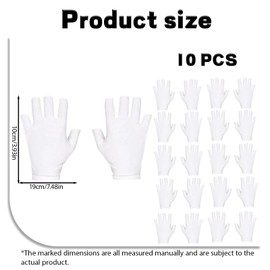 10 Pairs of Fingerless Cotton Gloves for Dry Hands, Cotton Gloves, Summer Half Finger Anti-UV Protection, Thin Sun Protection Mittens Gloves for Driving, Unisex
