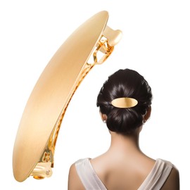Gold French Barrette Hair Clips, 3 Inch Oval French Hair Barrettes for Women Girls Long Thick Hair Vintage Wedding Prom Party Hair Accessories