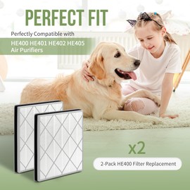 Nisreen HE401 Filter Replacement for Shark Air Puri-fier 4 Filter Replacement, Compatible with Shark Air Puri-fier 4 HE400 HE401 HE402 HE405 Filter, 2-Pack H13 True HEPA with Advanced Odor Lock Filter