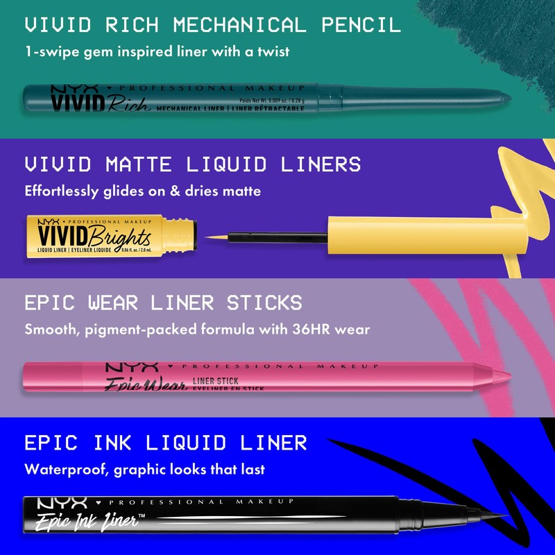 NYX PROFESSIONAL MAKEUP Mechanical Eye Pencil, Vivid Rich Mechanical, Creamy