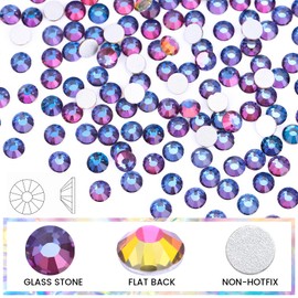 Flatback Rhinestones Non Hotfix Rhinestones for Crafts Glass Nail Rhinestones Nail Gems Crystals Rhinestones for Makeup Bags Shoes Decoration DIY(SS6,1440pcs,Blue Flame)