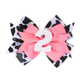Cow Print Hair Bow Clips for Baby Girls,Birthday Hair Bow for Girls,Baby Girl 1 2 3 4 5th Birthday Party Decorations,Cute Moo Cow Hair Barrettes,Pink Cow Bow Alligator Clips Pink Hair Accessories