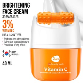 7DAYS Lifting Cream for Face with Vitamin C - Moisturising Cream for Korean, Anti-Ageing for Face and Neck for Women, Massager Against Swelling