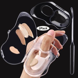 Professional Makeup Mixing Palette Butterfly Foundation Palette, Acrylic Palette Art Nail Palette Pigment Transparent Makeup Palette with Spatula Makeup Nail Art Palette (Clear 2 Pack)