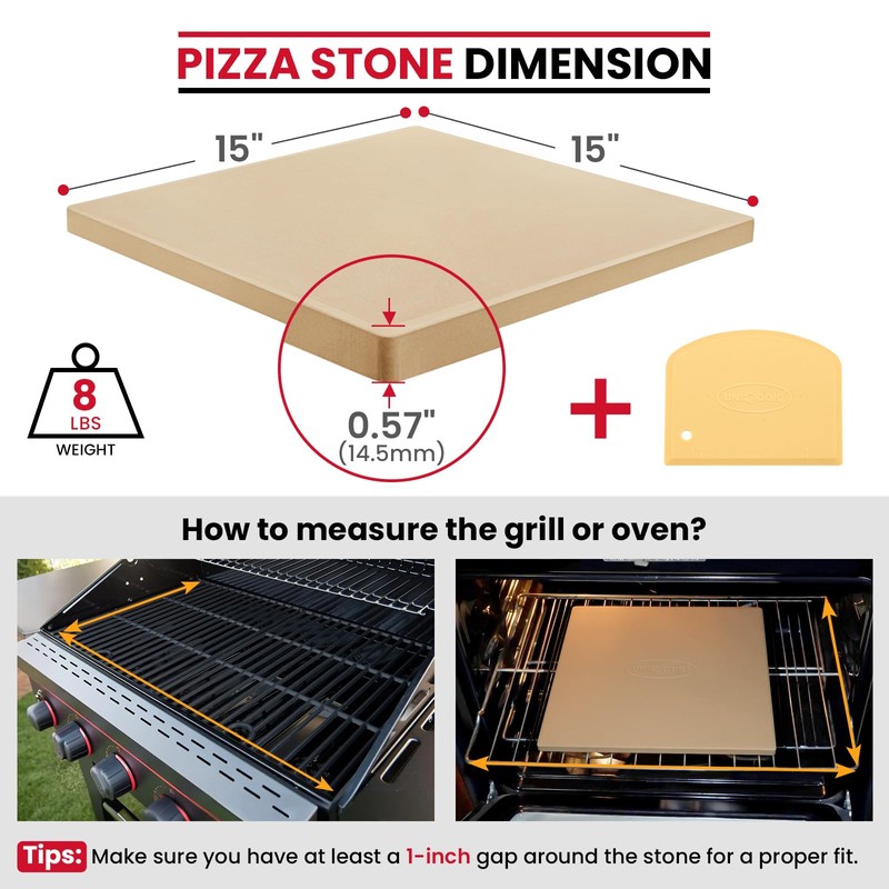 Unicook Pizza Stone 15 Inch, Premium Baking Stone for Oven