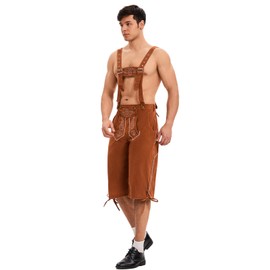 YTWS Brown Mens Oktoberfest Lederhosen Outfit German October Festival Costume