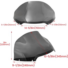 ECOTRIC 14" Front Windscreen Compatible with 2015-2024 Harley Davidson Road Glide Windshield ABS Replacement for 2310-0570 Smoke Tinted