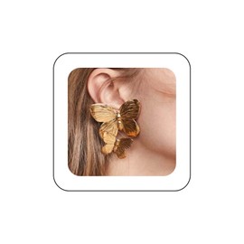 Xduargs Boho Exaggerate Butterfly Earrings Vintage Double Butterfly Stud Earrings Gold Geometric Butterfly Earrings Punk Butterfly Statement Earrings Jewelry for Women and Girls