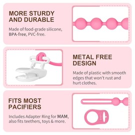 Clip de silicona para chupete con anillo adaptador para chupetes MAM, niñas