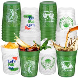 Kochorie 24 Pieces Golf Birthday Party Decorations 16 OZ Golf Fan Cups Green White Sports Ball Disposable Drinking Cups for Golf Sport Themed Party Favors