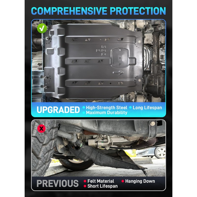 Transmission Skid Plate Compatible with 2015-2022 Ford F150 4WD 2.7L
