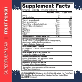 Gaspari Nutrition SuperPump MAX, The Ultimate Pre Workout Powder, Sustained Energy Preworkout, Nitric Oxide Booster, Muscle Growth, Recovery & Replenishes Electrolytes (40 Servings, Fruit Punch)