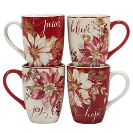 Certified International Winters Joy 22 oz. Mugs, Set of 4 Assorted Designs, Multicolor