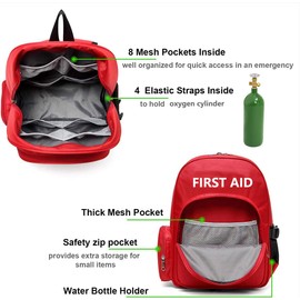 Gatycallaty First Aid Bag Empty Backpack Emergency Bags First Responder Trauma Treatment with 13 Pockets for Outdoor Hiking Travel Field Trips Camping Road Trip Essentials (Red)