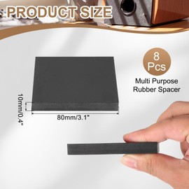 PATIKIL Rubber Solid Anti-Vibration Pads, 8 Pcs 80mm x 10mm Thick Rubber Square Washers Multi-Purpose Gasket Pad Bushings Spacer for HVAC Compressor Air Conditioner, Black