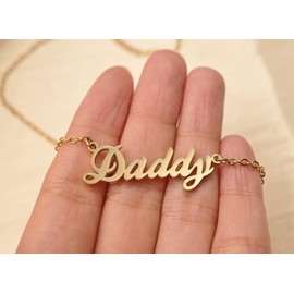 BYBWBL Ava Name Charm Necklace 18k Gold Plated Stainless Steel Chain Jewelry for Women Moms 16"+2"