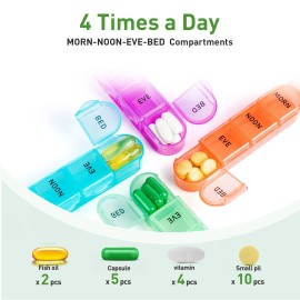 Odaro Best Monthly Pill Organizer 4 Times a Day 30 Day Organizer, Box Portable Case