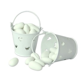 EinsSein 10 x Love Buckets White Party Favours Mini Bucket Wedding Christening Cardboard Blessing Mini Bucket Christening Almonds Girls Cardboard Wedding Almonds Guest Gift Boxes Baby Shower Girl