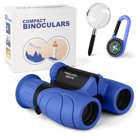 AYESY Binocolo per Bambini, Portatile Binocolo Set con Lente di ingrandimento e Bussola Kit Regalo Giocattoli per 3-6 Bambino e Bambina Perfetto per Campeggio e Esplorazione di Birdwatching (Blu)