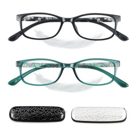 JiSoo Womens Reading Glasses 3.5 - Small Cute Readers for Women Lightweight 2Pack Womens Readers 3.5 Green+Black