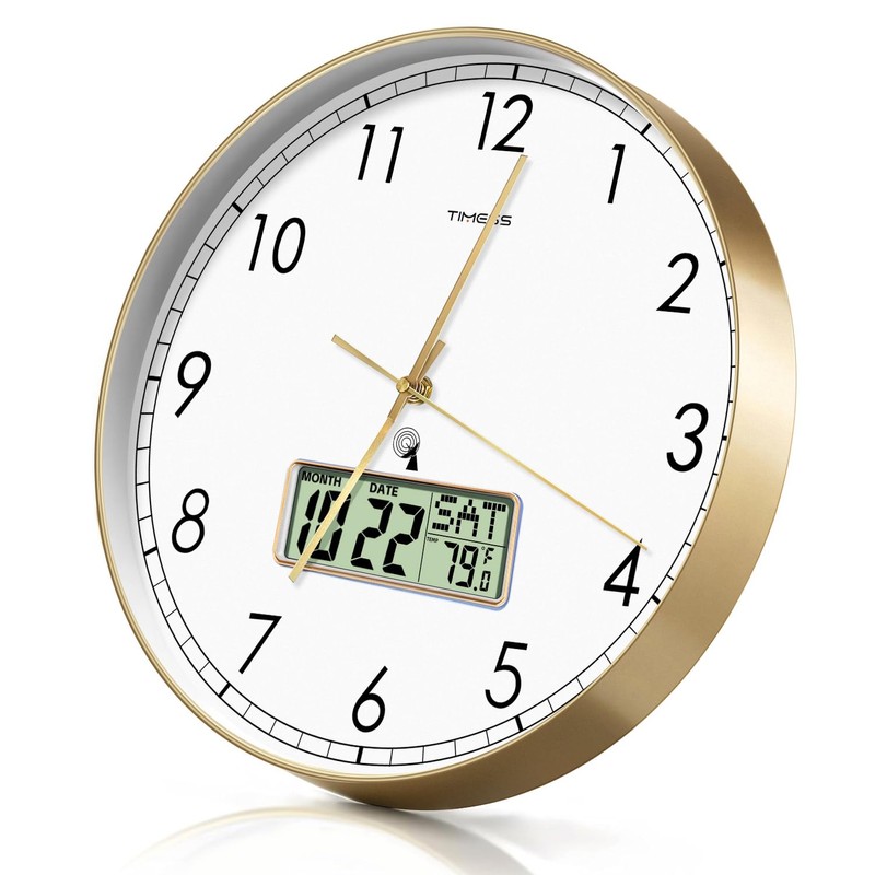 TIMESS Atomic Analog Wall Clock, WWVB Self-Setting Battery Operated 12"