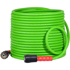 YAMATIC Flexible Pressure Washer Hose 50FT, 3200 PSI 1/4'' Power Washer Hose Replacement for Gas&Electric Washer, Kink Resistant Extension Leak-Free M22 Fittings, Green