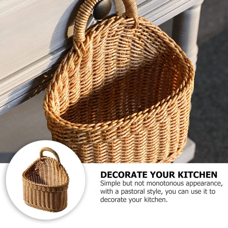 Healvian Hanging Basket for Kitchen Ginger and Garlic Organizer Woven