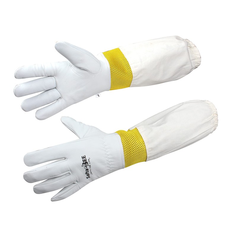SAFTA Premium Quality Cow Hide Beekeeping Gloves, Bee keepers Gloves