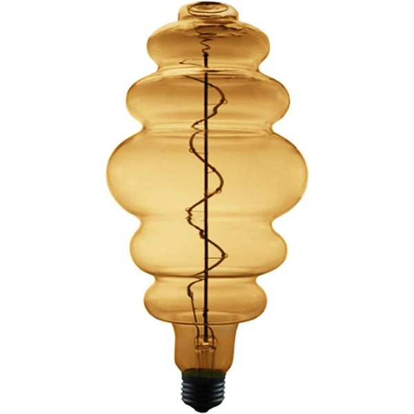 Large LED Vintage Edison Bulb Hamburg Decorative Light Bulb Non-Dimmable, 40 Watt Equivalent 360LM 2300K Warm White Amber 4W E26 Spiral Filament Light for Decoration Lighting, 110V(1 Pack)