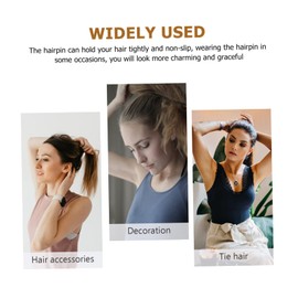 TOVINANNA 2pcs U-shaped Updo Hairpin Powder Applicator Bridal Hair Clip Barrettes for Women Chinese Hairpin Chopstick Hair Clip U Shaped Hairpins Hair Sticks Rhinestone Hair Clip Retro