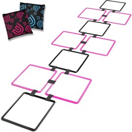 Hopscotch Squares Set with 2 Premium Beanbags Giant Sized 15 Inch Squares with 15 Connectors for Indoor/Outdoor Portable Fun Conditioning Agility Training - Color: Pink