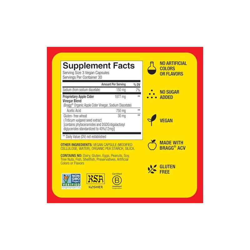 BRAGG BRAGG Renew Apple Cider Vinegar Capsules with Phytoceramides -