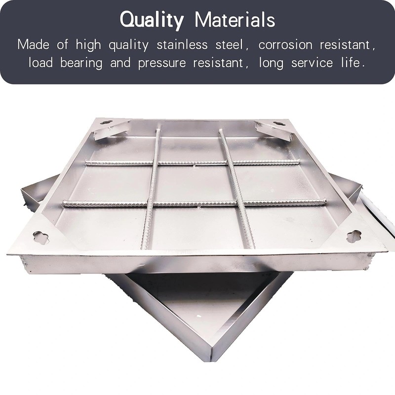 Invisible 201 Stainless Steel Manhole Cover and Frame 24x24 In