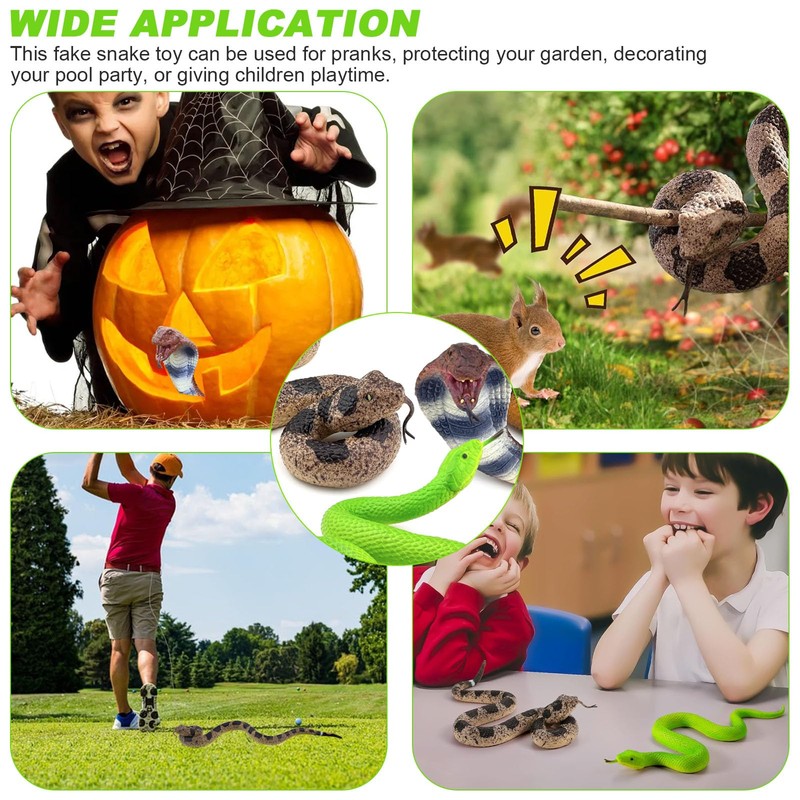 GZLCEU 3 Piece Rubber Snake Set, Simulation Snake Set Includes